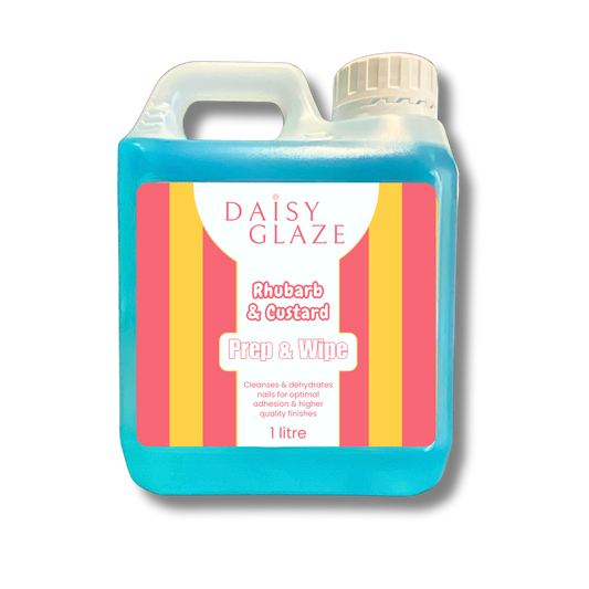 DAISY GLAZE Rhubarb & Custard Prep & Wipe container on a white background