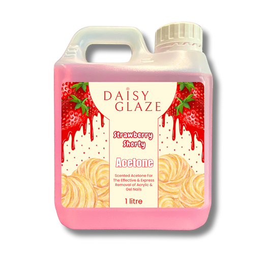 Daisy Glaze Strawberry Shorty Acetone bottle on a white background